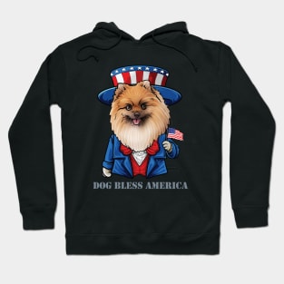 Pomeranian Dog Bless America Hoodie